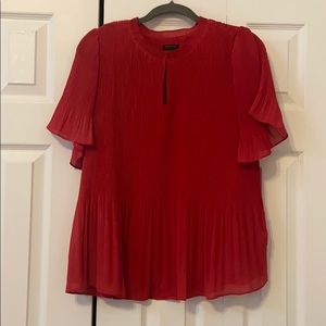 Ann Taylor Chiffon Peplum Top Pink Sz S
